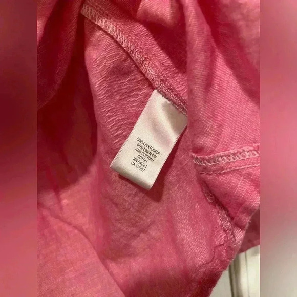 Banana Republic Linen Cotton Long Sleeve Roll Tab Button Down Pink Size Small - Picture 2 of 9